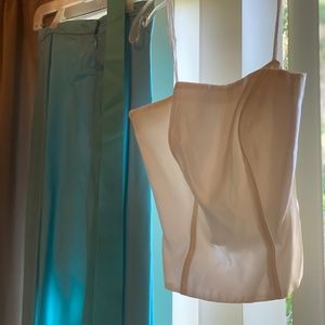 David's Bridal 2-PIECE White Top/Blue Bottom Bride